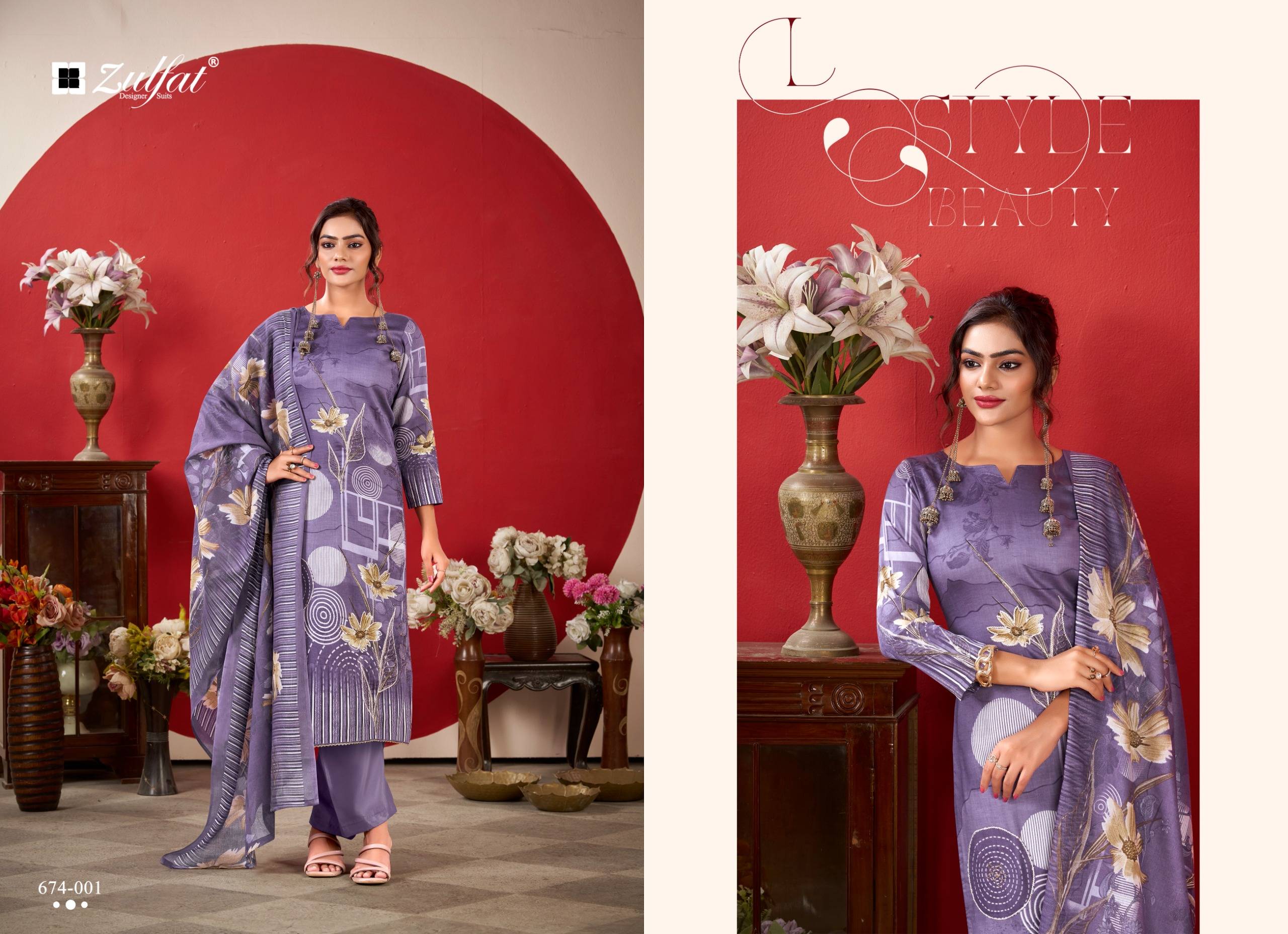 ROSHNI VOL 2 By Zulfat 01 To 04 Series Designer Suits Beautiful Pakistani Suits Wear Pure Cotton Dresses At Wholesale Price